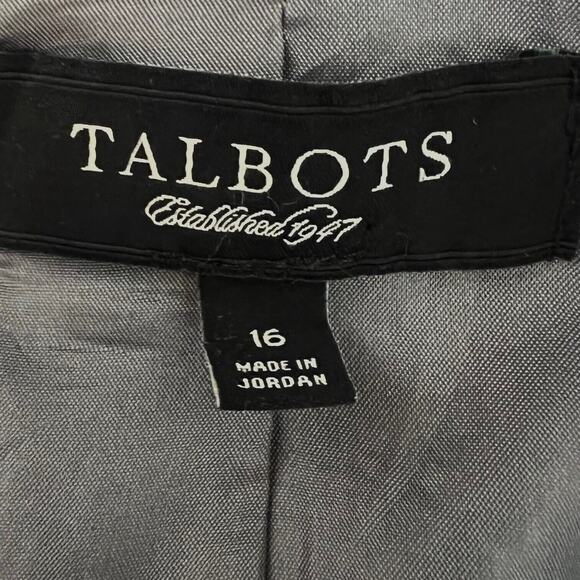 Talbots Womens Wool Blend Blazer Size 16 Light Gray Short Lined Pocket Flaps - Picture 4 of 6